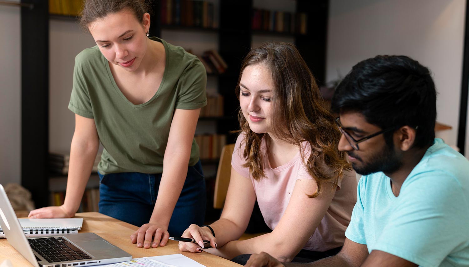 Students who are currently studying in front of a computer