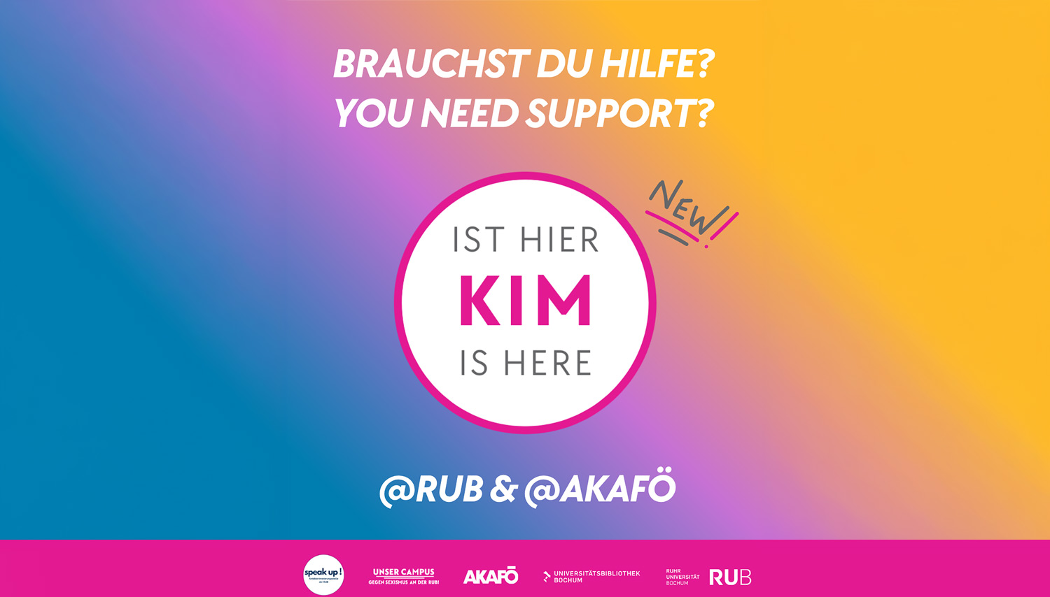 Kim ist hier Logo mit Farbverlauf