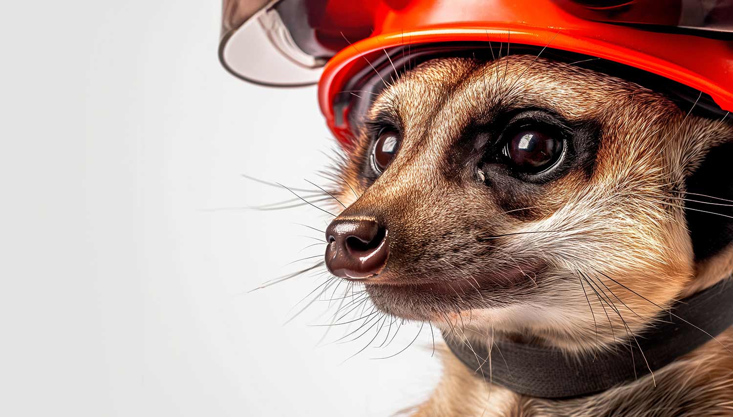 Meerkat in firefighter outfit